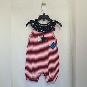 Way To Celebrate - Red and White Striped Baby Romper with Star Accents